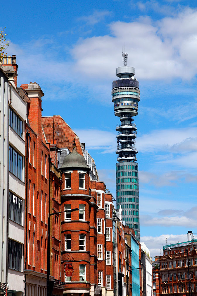 The landmark BT Tower in Fitzrovia